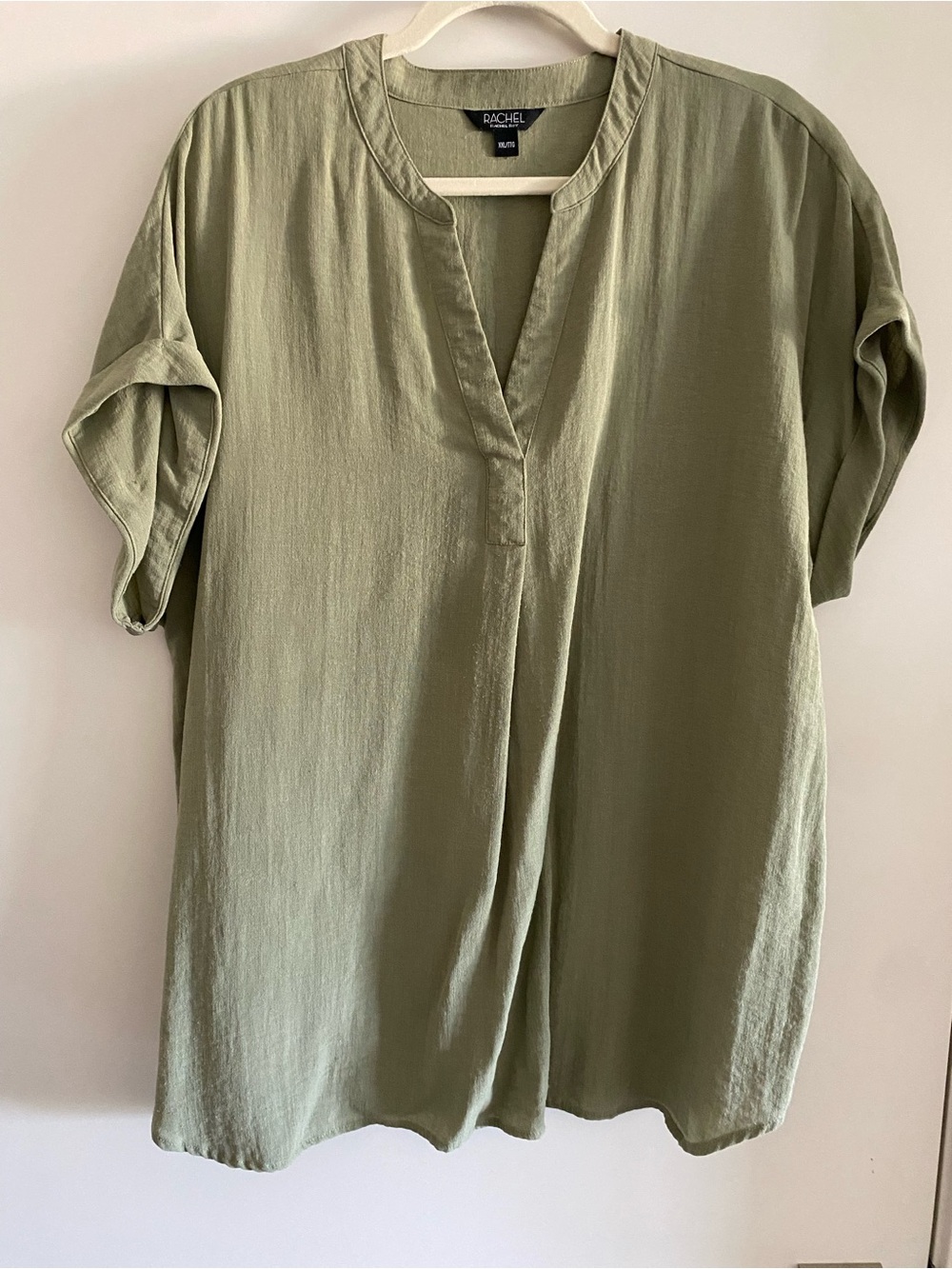 Rachel Roy Olive Green V-Neck Tunic Top